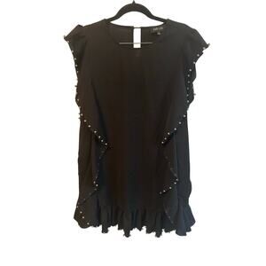 Fab’rik Black Ruffle Beaded Detail Dress Small